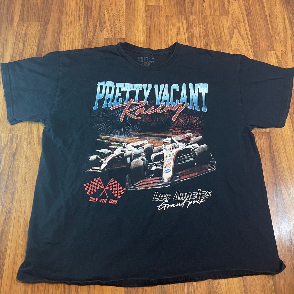 Pretty Vacant Racing T Shirt Mens XL Black Los Angeles Grand Prix Graphic Cotton
